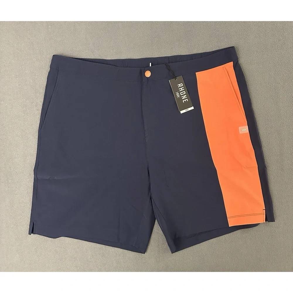 NWT Rhone Barrier Swim Short Mens Navy Emberglow 8 Inch Inseam, Size 2XL XXL